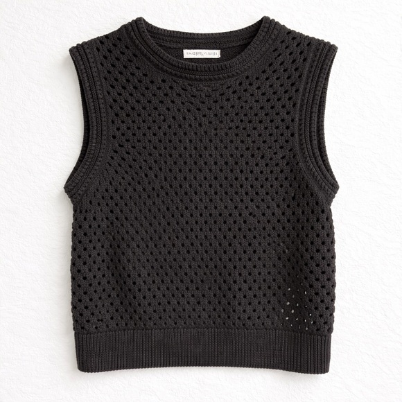 Sincerly Jules Jackets & Blazers - Sincerely Jules Black Open Knit Sweater Vest Sleeveless Crochet Size M